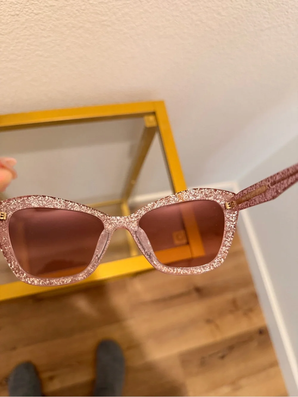 Miu Miu Pink Glitter Cat-Eye Sunglasses